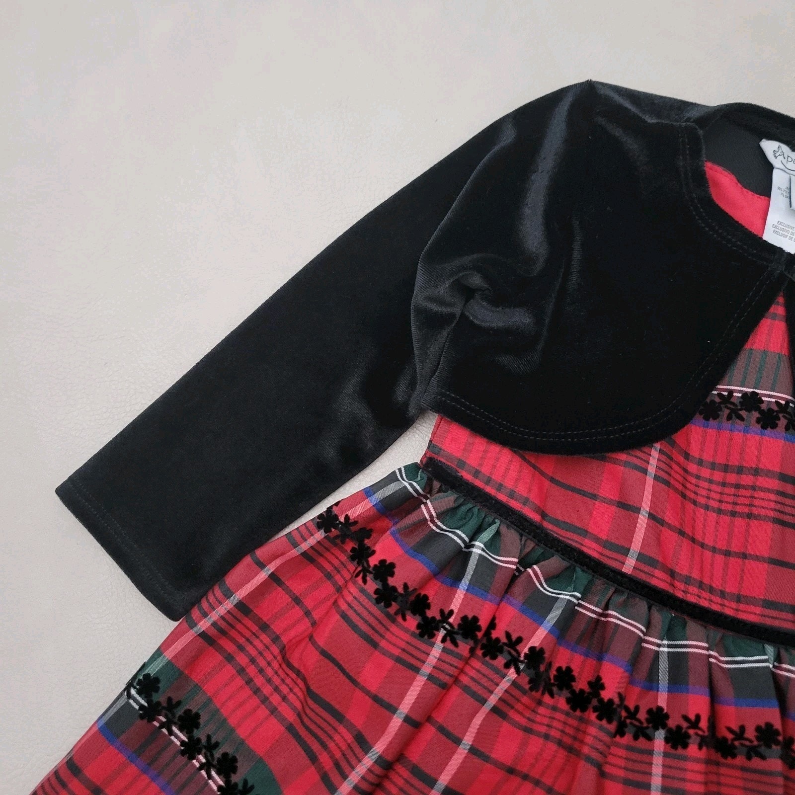 Pippa & Julie Girls 18 M Plaid Holiday Dress Black Velvet Bolero Jacket Outfit — image 3 of 8